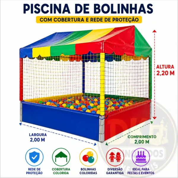 Piscina de Bolinhas com Cobertura e Rede de Proteção